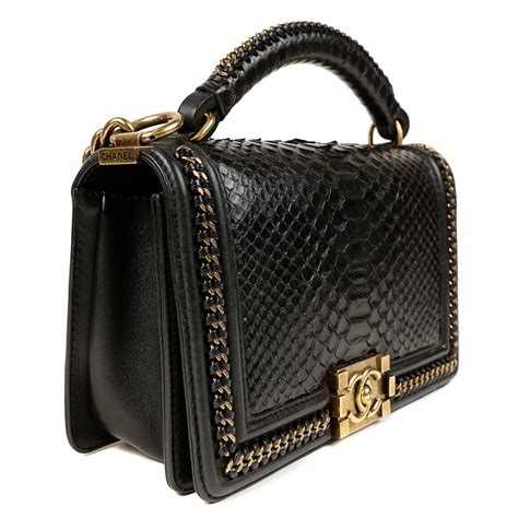 chanel boy python with handle|Chanel bag with handle.